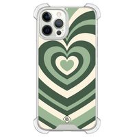 iPhone 12 (Pro) siliconen shockproof hoesje - Groen hart swirl