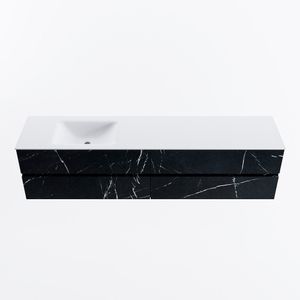MONDIAZ VICA 200cm badmeubel onderkast Marquina 4 lades. Wastafel CLOUD links 1 kraangat, kleur Talc.