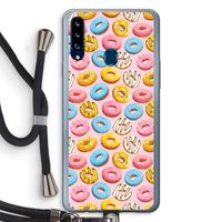 Pink donuts: Samsung Galaxy A20s Transparant Hoesje met koord
