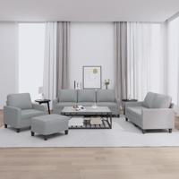 4-delige Loungeset met kussens stof lichtgrijs