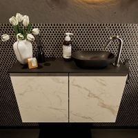 Mondiaz Fowy toiletmeubel 80cm Carrara met blad en waskom urban rechts 1 kraangat