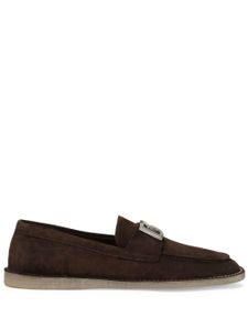 Dolce & Gabbana logo-plaque suede loafers - Marron