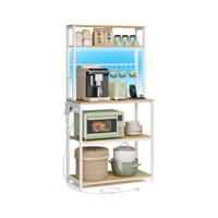 Keukenrek met Stopcontact en Verstelbare Planken, Gouden Eiken + Mat Wit