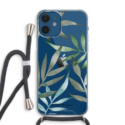 Tropical watercolor leaves: iPhone 12 Transparant Hoesje met koord
