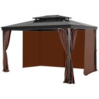 VEVOR Patio Gordijnen voor Gazebo 284x284x211cm Waterdicht Bruin