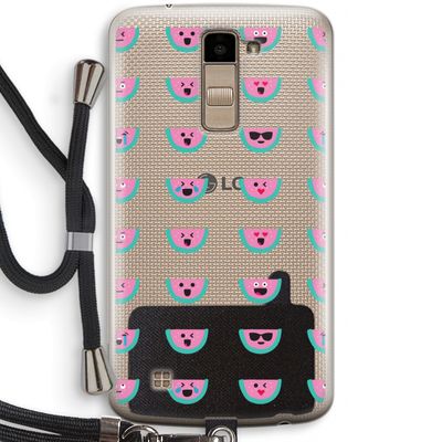 Smiley watermeloenprint: LG K10 (2016) Transparant Hoesje met koord