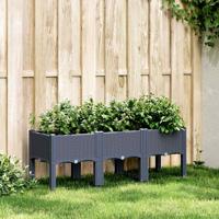 Plantenbak met poten 120x40x42 cm polypropeen blauwgrijs