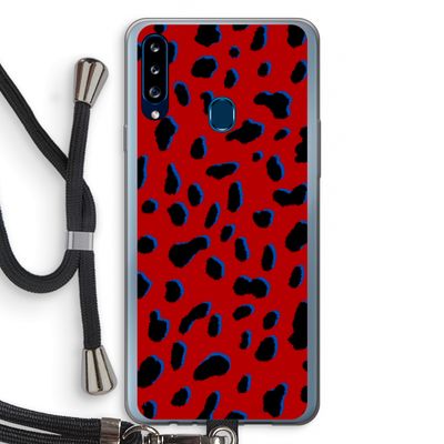 Red Leopard: Samsung Galaxy A20s Transparant Hoesje met koord