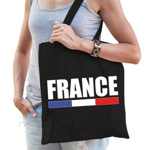 Frankrijk supporter schoudertas France zwart katoen   -