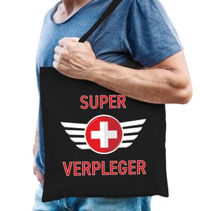 Super verpleger cadeau tas zwart voor heren