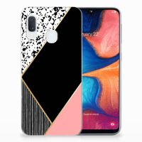 Samsung Galaxy A20e TPU Hoesje Zwart Roze Vormen - thumbnail