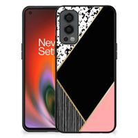OnePlus Nord 2 Backcover Zwart Roze Vormen