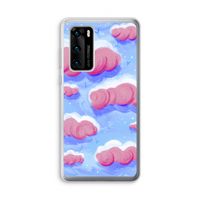Roze wolken met vogels: Huawei P40 Transparant Hoesje