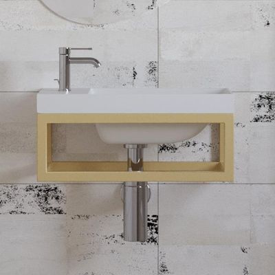 Fonteinset BWS Paris 40x22 cm met Mat Wit Fontein Mat Goud