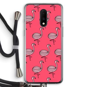 Flamingo: OnePlus 7 Transparant Hoesje met koord