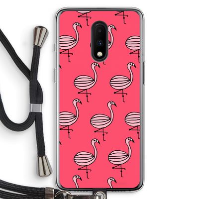 Flamingo: OnePlus 7 Transparant Hoesje met koord