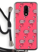 Flamingo: OnePlus 7 Transparant Hoesje met koord