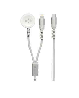 Swissten Draadloze 2 in 1 Magnetische Oplader - Geschikt voor Apple Watch - Lightning - 1.2M - Wit