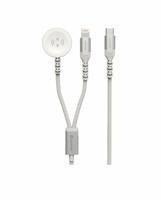 Swissten Draadloze 2 in 1 Magnetische Oplader - Geschikt voor Apple Watch - Lightning - 1.2M - Wit