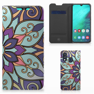 Samsung Galaxy A40 Smart Cover Purple Flower