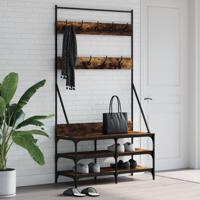 VidaXL Kledingrek met schoenenrek 100x40x184 cm gerookt eikenkleurig