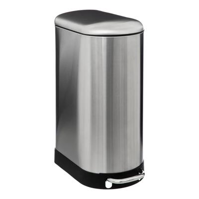 Prullenbak/pedaalemmer Ariane - zilver - rvs metaal - 30 liter - 42 x 25 x 62 cm - keuken