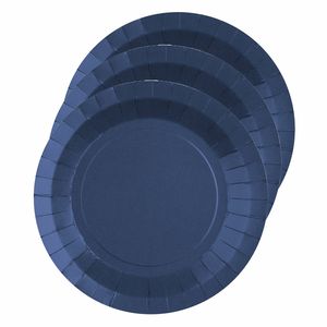 Santex feest bordjes rond kobalt blauw - karton - 10x stuks - 22 cm - Feestbordjes