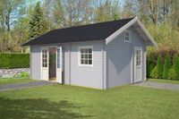 Outdoor Life Caroline Blokhut 595x410 cm 40 mm vuren Platinum Grey-Wit gecoat- Zadeldak- - Outdoor Life Outdoor Life Caroline Blokhut 595x410 cm 40 mm vuren Platinum Grey-Wit gecoat- Zadeldak- - Outdoor Life