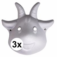 3x Papier mache geiten maskers 22 cm   -