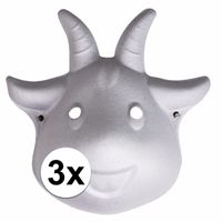 3x Papier mache geiten maskers 22 cm - thumbnail