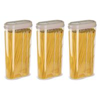 Voedselcontainer strooibus - 3x - beige - 2350 ml - kunststof - 15 x 8 x 30 cm - voorraadpot