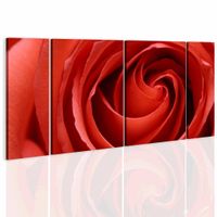 Schilderij - Gepassioneerde roos , rood , 4 luik
