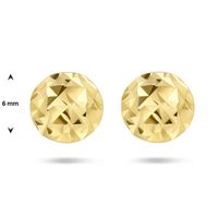 Oorknoppen Rondjes gediamanteerd geelgoud 6 mm - thumbnail