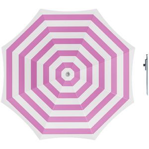 Parasol - fuchsia/wit - D160 cm - incl. draagtas - parasolharing - 49 cm