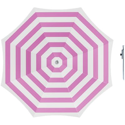 Parasol - fuchsia/wit - D160 cm - incl. draagtas - parasolharing - 49 cm