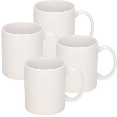 4x stuks Onbedrukte koffie mokken - 300 ml - wit - blanco koffie drinkmokken