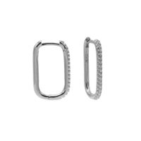 Karma Oorringen Plain Zirconia Hinged Hoops Round Square 20 mm Zilver