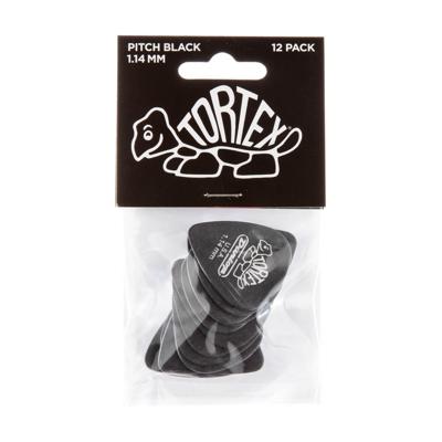 Dunlop 488P114 Tortex Pitch Black Standard Plectrum 1.14mm 12-Pack