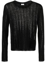 Saint Laurent pull en maille nervurée - Noir