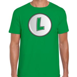 Game verkleed t-shirt voor heren - loodgieter Luigi - groen - carnaval/themafeest kostuum
