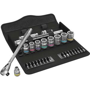 Wera 8100 SB 11 Zyklop Metalen ratelset, 3/8" gereedschapsset 29-delig, Volledig metalen ratel met vierkantaandrijving