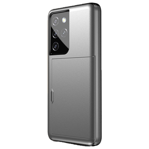 Samsung Galaxy S21 hoesje - Backcover - Hardcase - Pasjeshouder - Portemonnee - Shockproof - TPU - Grijs