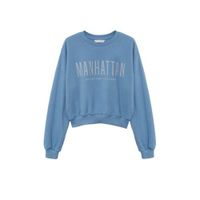 Mango Kids sweater met tekst middenblauw - thumbnail