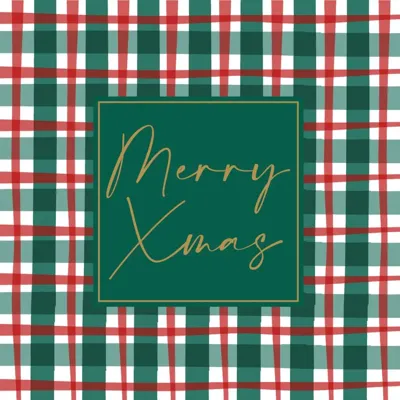 Duni 3-laags tissue servet xmas check 33x33cm groen 20 stuks