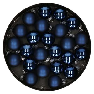 Othmar Decorations mini kerstballen van glas - 24x - donkerblauw - 2,5 cm   -