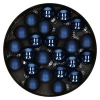 Othmar Decorations mini kerstballen van glas - 24x - donkerblauw - 2,5 cm   -