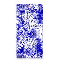 Mobiel BookCase Motorola Moto G60s Angel Skull Blauw