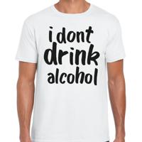 Foute party t-shirt voor heren - I don't drink alcohol - wit - carnaval/themafeest