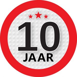 10 jaar leeftijd sticker rond 9 cm verjaardag versiering