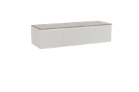Storke Edge zwevend badmeubel 150 x 52 cm mat wit met Tavola enkel of dubbel wastafelblad in mat wit/zwart terrazzo